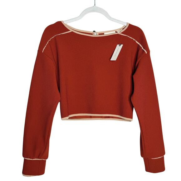 Anthropologie Tops - Anthropologie Maeve Contrast Trim Cropped Long Sleeve Top Size 2 Preppy Fall New